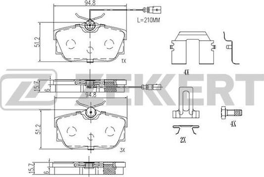 Zekkert BS-2895 - Тормозные колодки, дисковые, комплект autosila-amz.com