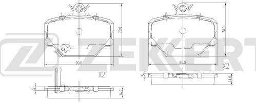 Zekkert BS-2897 - Колодки торм. диск. передн. Smart Cabrio (450) 00-, City-Coupe (450) 98-, Fortwo (450, 451) 04-, Roadster (452) 03- autosila-amz.com