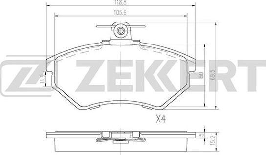 Zekkert BS-2862 - Тормозные колодки, дисковые, комплект autosila-amz.com