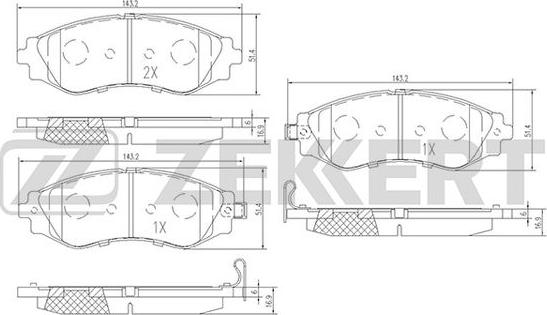 Zekkert BS-2810 - Тормозные колодки, дисковые, комплект autosila-amz.com