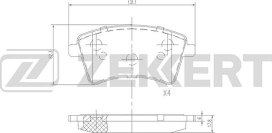 Zekkert BS-2830 - Тормозные колодки, дисковые, комплект autosila-amz.com