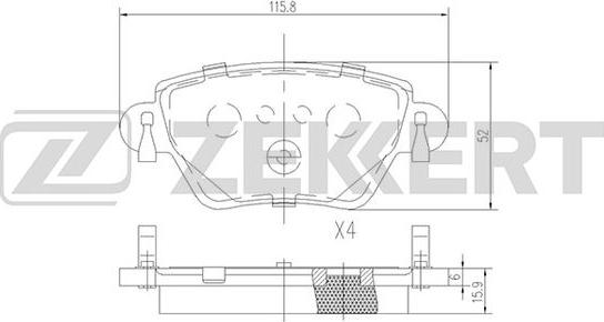 Zekkert BS-2838 - Тормозные колодки, дисковые, комплект autosila-amz.com