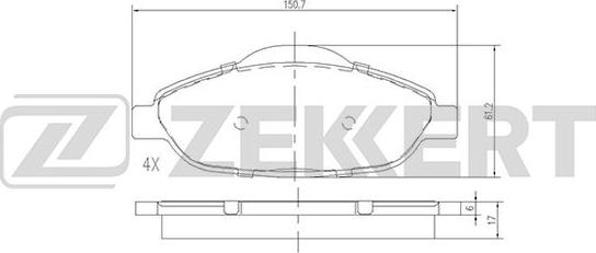 Zekkert BS-2825 - Тормозные колодки, дисковые, комплект autosila-amz.com