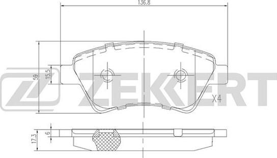 Zekkert BS-2826 - Колодки торм. диск. передн. Renault Grand Scenic II 04-, Kangoo 01-, Megane II 03-, Scenic II 03- autosila-amz.com