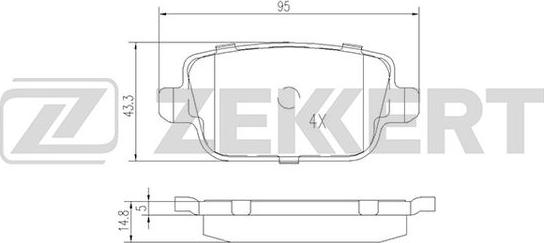 Zekkert BS-2821 - Тормозные колодки, дисковые, комплект autosila-amz.com