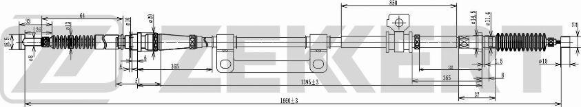 Zekkert BZ-1028 - Тросик, cтояночный тормоз autosila-amz.com