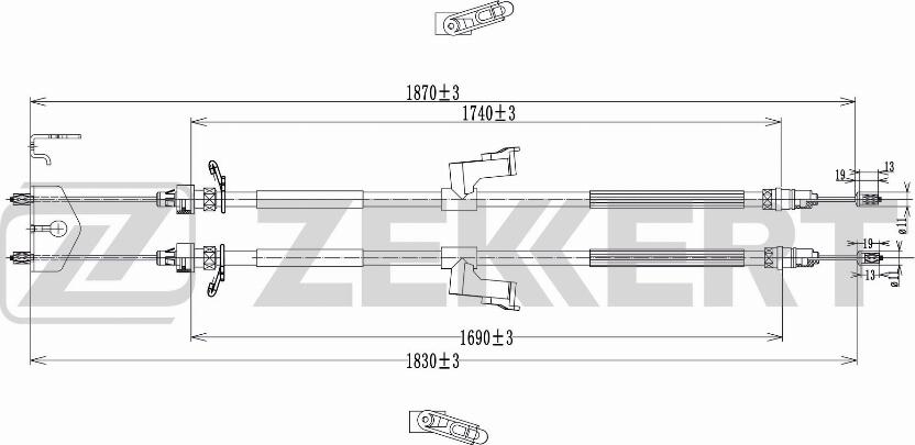 Zekkert BZ-1219 - Тросик, cтояночный тормоз autosila-amz.com