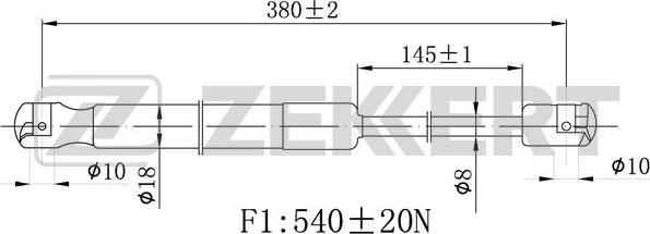 Zekkert GF-1942 - Газовая пружина, упор autosila-amz.com