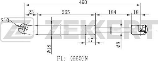 Zekkert GF-1934 - Газовая пружина, упор autosila-amz.com