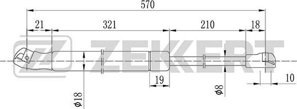 Zekkert GF-1492 - Газовая пружина, упор autosila-amz.com