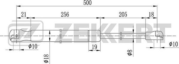 Zekkert GF-1454 - Газовая пружина, упор autosila-amz.com