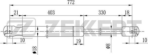 Zekkert GF-1457 - Пружина газовая багажника MB V-Class (638/2) 96-, Vito (W638) 96- autosila-amz.com