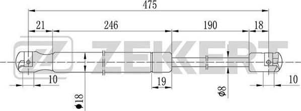 Zekkert GF-1430 - Газовая пружина, упор autosila-amz.com