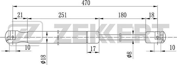 Zekkert GF-1432 - Газовая пружина, упор autosila-amz.com