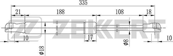 Zekkert GF-1423 - Газовая пружина, капот autosila-amz.com