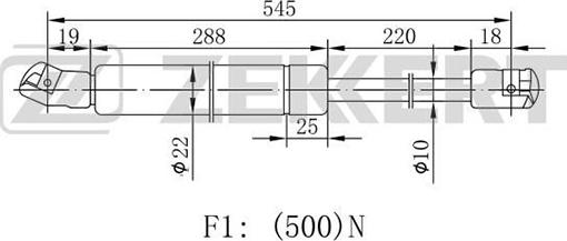 Zekkert GF-1427 - Газовая пружина, упор autosila-amz.com