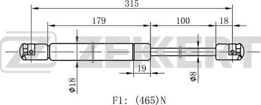 Zekkert GF-1512 - Газовая пружина, упор autosila-amz.com