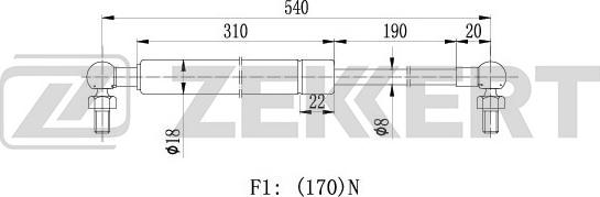 Zekkert GF-1539 - Газовая пружина, заднее стекло autosila-amz.com