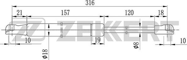 Zekkert GF-1571 - Газовая пружина, капот autosila-amz.com