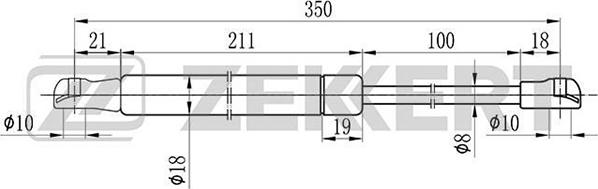 Zekkert GF-1572 - Газовая пружина, упор autosila-amz.com