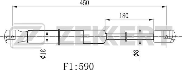 Zekkert GF-1691 - Газовая пружина, упор autosila-amz.com