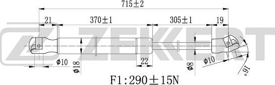 Zekkert GF-1646 - Газовая пружина, капот autosila-amz.com