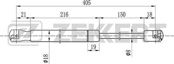 Zekkert GF-1605 - Газовая пружина, упор autosila-amz.com