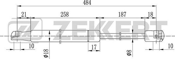 Zekkert GF-1602 - Газовая пружина, упор autosila-amz.com