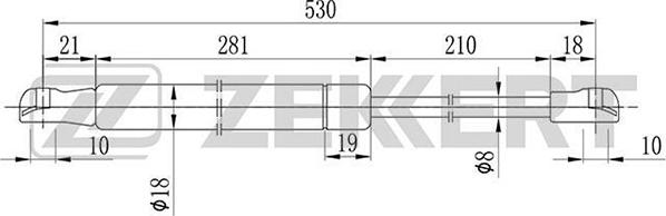 Zekkert GF-1678 - Газовая пружина, упор autosila-amz.com