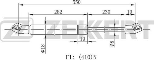 Zekkert GF-1058 - Газовая пружина, упор autosila-amz.com