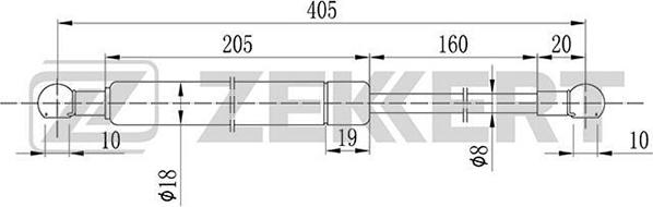 Zekkert GF-1016 - Газовая пружина, упор autosila-amz.com