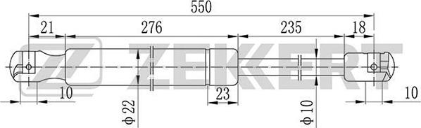 Zekkert GF-1089 - Газовая пружина, упор autosila-amz.com
