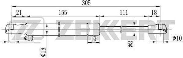 Zekkert GF-1083 - Газовая пружина, упор autosila-amz.com