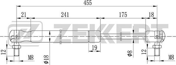 Zekkert GF-1038 - Газовая пружина, упор autosila-amz.com