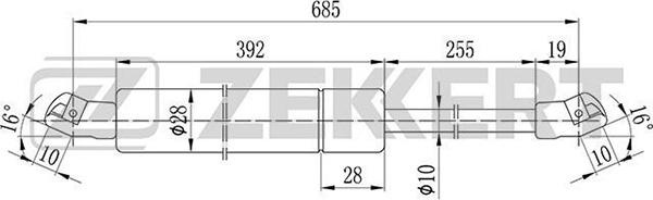 Zekkert GF-1023 - Газовая пружина, упор autosila-amz.com