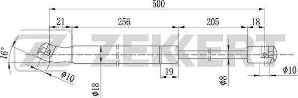 Zekkert GF-1074 - Газовая пружина, упор autosila-amz.com