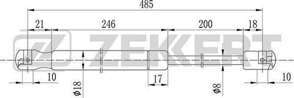 Zekkert GF-1142 - Пружина газовая багажника Ford Mondeo I 93-, Mondeo II 96- autosila-amz.com