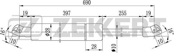 Zekkert GF-1159 - Газовая пружина, упор autosila-amz.com