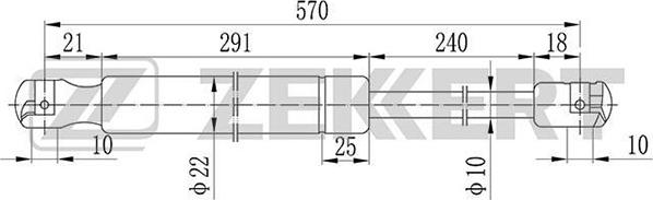 Zekkert GF-1161 - Газовая пружина, упор autosila-amz.com