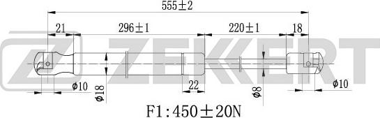 Zekkert GF-1107 - Газовая пружина, упор autosila-amz.com