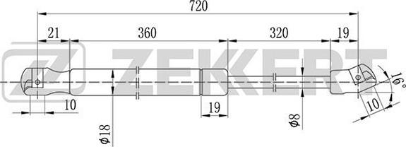 Zekkert GF-1113 - Газовая пружина, капот autosila-amz.com