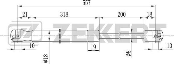 Zekkert GF-1130 - Газовая пружина, упор autosila-amz.com