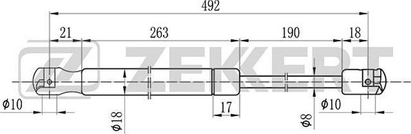 Zekkert GF-1129 - Газовая пружина, упор autosila-amz.com