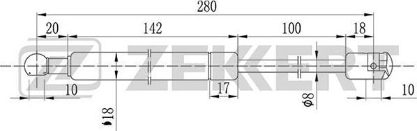 Zekkert GF-1125 - Газовая пружина, упор autosila-amz.com