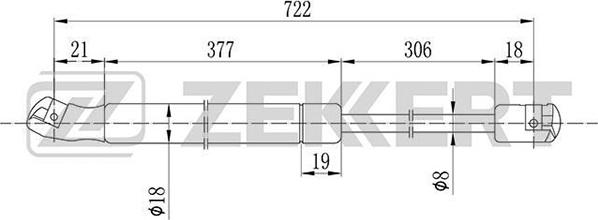 Zekkert GF-1120 - Газовая пружина, капот autosila-amz.com