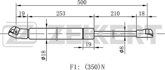 Zekkert GF-1178 - Газовая пружина, капот autosila-amz.com