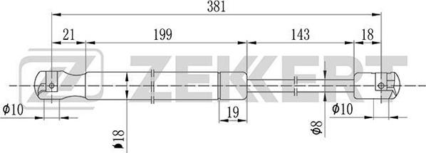 Zekkert GF-1899 - Газовая пружина, заднее стекло autosila-amz.com