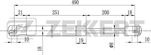 Zekkert GF-1834 - Газовая пружина, упор autosila-amz.com