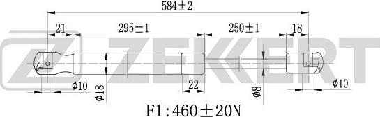 Zekkert GF-1831 - Газовая пружина, упор autosila-amz.com