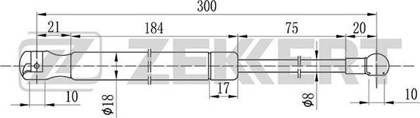 Zekkert GF-1833 - Газовая пружина, упор autosila-amz.com